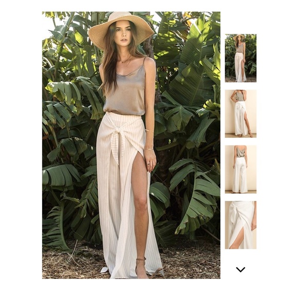 Striped Wide Leg Slit Pant - Picture 2 of 6